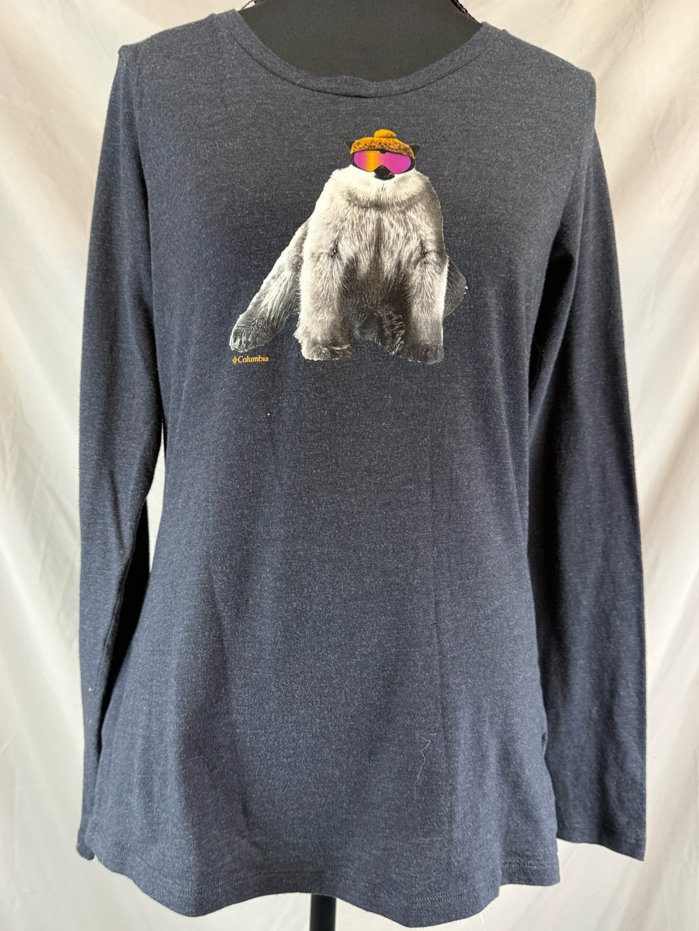 Columbia Polar Bear Ski Graphic Long-Sleeve Tee Charcoal - Size Medium